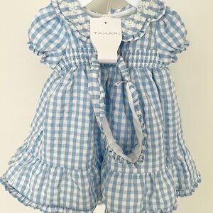 Tahari baby girl gingham dress set 3-6 months